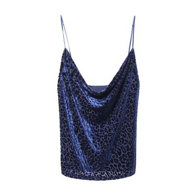 China New Breathable Fast Delivery Design Sexy Leopard Print Draped Neck Womens Custom Tank Tops for sale