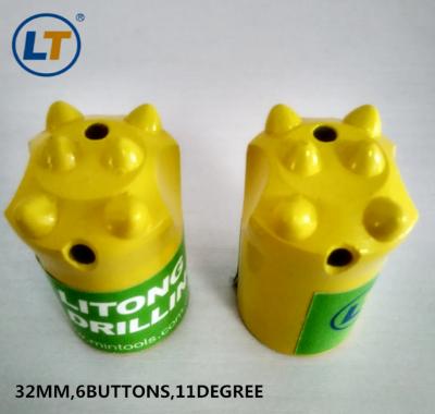 China Rock/quarry drilling 32MM 6buttons with 11degree tapered rock drill bit bits/tapered button bit for sale