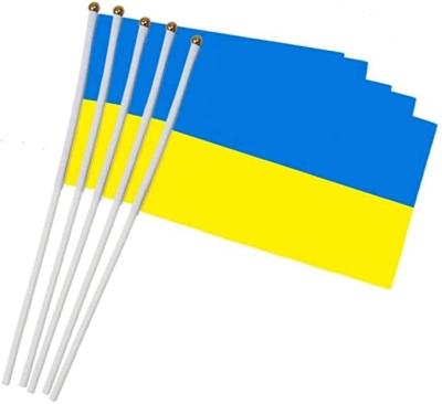 China 100D Healthcare Institutes Polyester 14x21cm 20x30cm China Manufacturer Ukraine Hand Held Waving Flags for sale