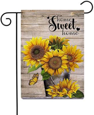 China Health Care Institute Decorative Line 12X18 Inch Custom Farmhouse Cotton Polyester One Or Double Layers Sunflowers Garden Flag for sale