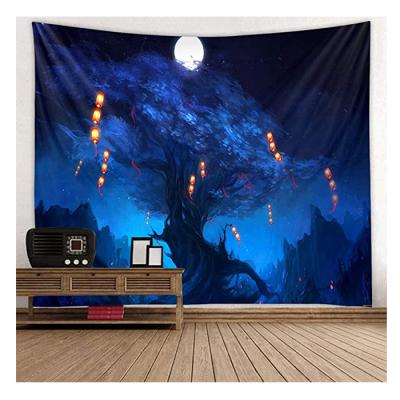 China Healthcare Institutions Home Decor High Quality Custom Lanterns Hanging Trees Forest Tapestry for sale