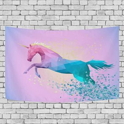 China Health Care Institute Polychrome Dormitory Unicorn Rainbow Horse Polygonal Living Room Tapestries Cayen for sale