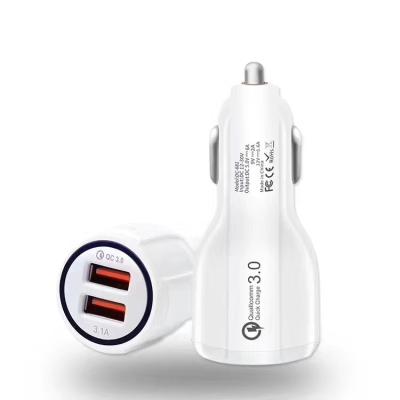 China Multifunctional Colorful QC3.0 9V12V Car Mobile Phone Dual USB Fast Charging Car Charger One For Two Quick Charge Charger for sale