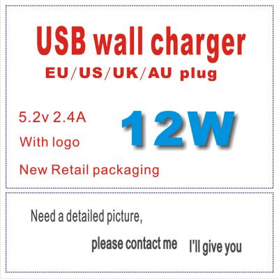 China Original OEM Mobile Phone AU Plug 12W USB Power Adapter AC Home Wall Charger 5.2v 2.4A Retail Box With Original Logo for sale