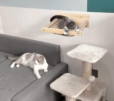 China Removable Cover Wall Floating Shelf With Wooden Cat Scratching Mat Hanging Shelves for sale