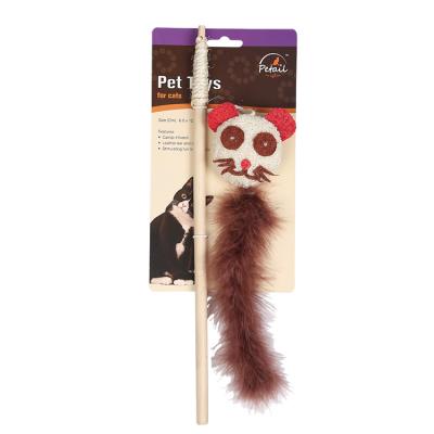 China Viable Mouse Cat Temptress / Teaser Stick with Feather / Mouse Cat Toy for sale