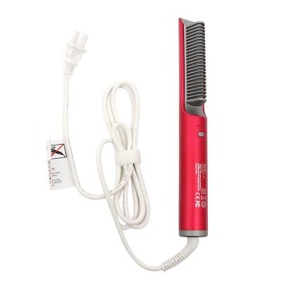 China Safety 2 in 1 Straightening and Curling Iron Private Label Hot Comb Custom Electric Hair Straightening Brush Comb for sale