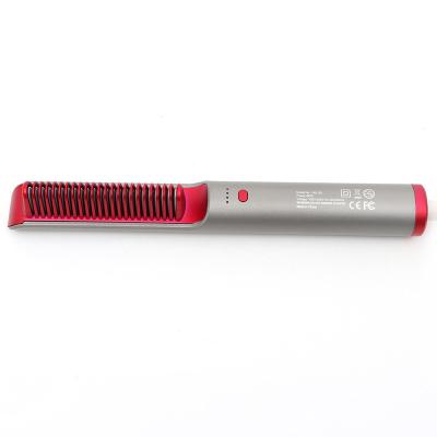 China Safety Home Use Professional Ceramic Flat Iron Curly Hair Straightener Brush 2 in 1 Hot Pressing Comb for sale