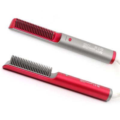 China High Quality Hot Straightener Safety Comb Electric Hair Straightener Brush Comb 2 in 1 Straightening and Curling for sale