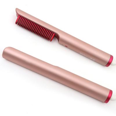 China Safety Home Use Professional Ceramic Flat Iron Curly Hair Straightener Brush Hair Straightener Quick Comb for sale