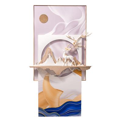 China 100% Handmade Luxury Modern 3D Wall Hanging Decoration Paintings For Living Room Metal Frame Popular Wall Art for sale