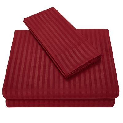 China Disposable Home Textile Striped Bedding Sheet With Comforter Fitted Sheet Cover Set for sale