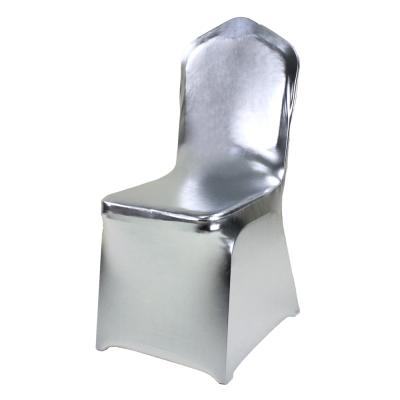 China Simple Silver Banquet Metallic Wedding Chair Covers For Party Events Decorations for sale