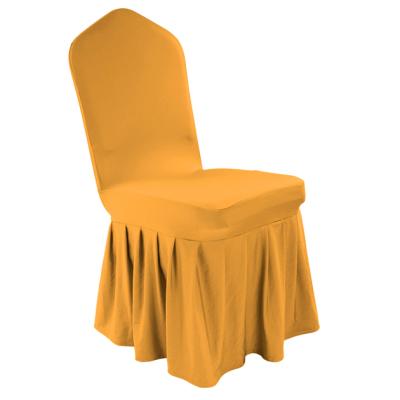 China Simple Whole Sale Ruffled Pleated White Spandex Stretch Chair Cover Wedding Decoration for sale