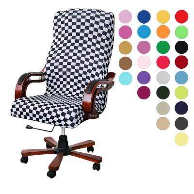 China Plain Stretch Office Computer Chair Cover Black White Checked Large Size for sale