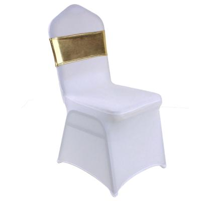 China Recycle Factory Hot Selling Glossy Stretch Metallic Chair Bands Chair Sashes For Wedding Decoration Banquet Party Events for sale