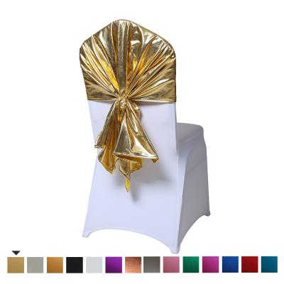 China Simple Wholesale Metal Spandex Chair Covers Chair Sashes For Wedding Events Party Decoration for sale