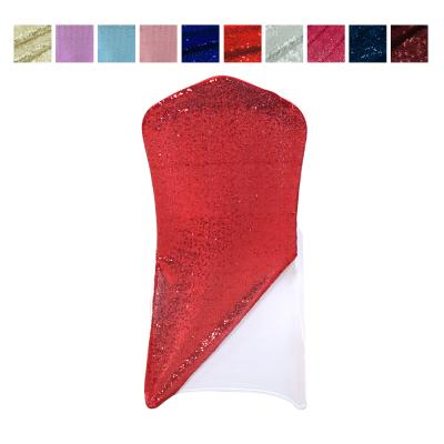 China Durable Elegant Sequin Chair Sash Spandex Stretch Chair Cover For Event Wedding Party Decoration for sale