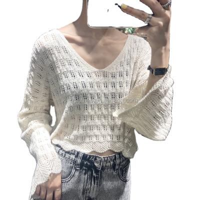 China Dropship Anti-wrinkle Autumn Long Sleeve Women Deep V Neck Sweater Wholesale Mujer Ladies Winter Long Sleeve Open Knitted Sweater for sale