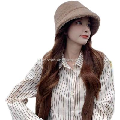 China 2021 Winter Leisure Fashion Bucket Hat Dropship Character Plush Female Korean Warm Hat Basin Net Red Hat for sale