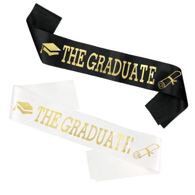 China Beautiful Colorful Graduation Season Party Decoration Sash GRADUATED Glitter Powder And Hot Stamping Sash for sale