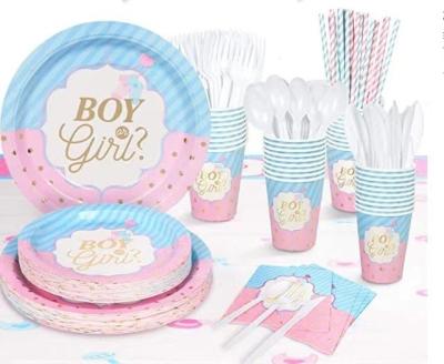 China Baby Shower Baby Shower Party Supplies Tablecloth Tableware Boy or Girl Baby Shower Decoration Set for sale