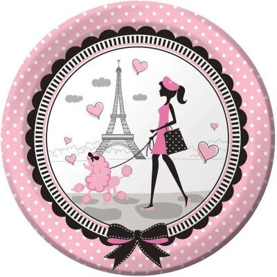 China Valentines Day Party Supplies Valentines Day - Party Tableware Set Eiffel Tower Design Dish Cup Themed Disposable Tablecloth Decorated Set for sale