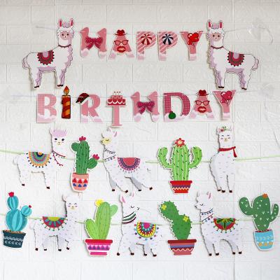 China Beautiful Colorful Paper Llama Garland Bunting Banner Happy Birthday Photo Banner Vintage for Birthday Party Decoration for sale