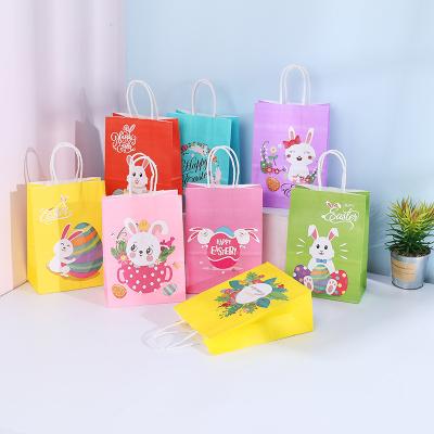 China Recyclable Happy Easter Paper Bag Fashion Rabbit Design Party Gift Paper Bags Candy Paper Bags With Handle For Easter for sale