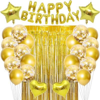 China Weeding Amazon hot sale party supplies 16inch happy birthday foil balloons fringe curtains for balloons party decoration set for sale