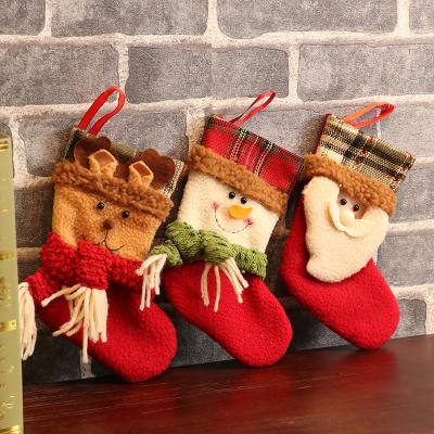 China Christmas Party Decoration Christmas Stocking Santa Style Gift and Candy Bag Christmas Stockings Party Supplies for sale