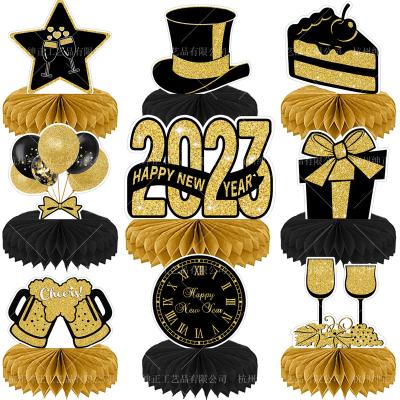 China 2023 New Year's Eve Party New Year's Eve Party Decoration Honeycomb Hanging Ball Decor For Happy New Year Party Supplies for sale