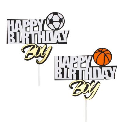 China Beautiful Colorful Party Decoration Basketball Football Design Cake Toppers Paper For Cake Topper Birthday Supplies for sale