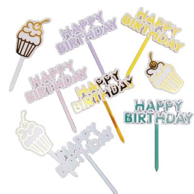 China Beautiful Colorful Colorful Acrylic Party Decoration Happy Birthday Cake Topper For Cake Topper Birthday Supplies for sale