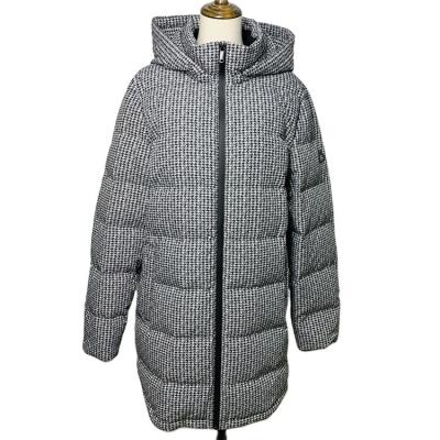 China Factory Direct Good Quality Plaid Gray Duck Down Men's Breathable Houndstooth Long Down Jacket for sale