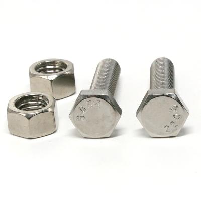 China Hot Sales Hardware Fasteners Pan Stainless Steel Hex Bolt and Hex Nut Bolt for sale