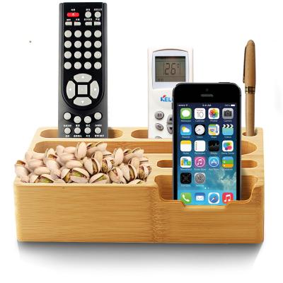 China Disposable Creative Multi Function Screen Start Key Storage Box Bamboo Smart Remote Control Storage Box Bamboo Wood for sale