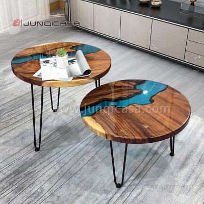 China Antique Design Furniture Walnut Solid Wood Table Round Coffee Table Luxury Center Table for sale