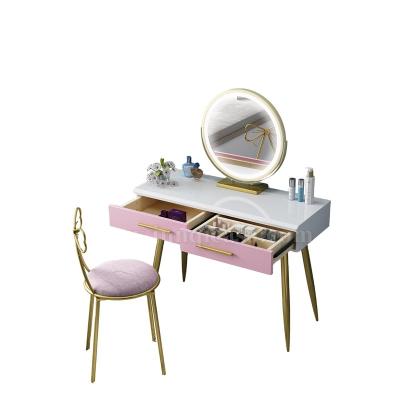 China Factory Manufacturer Wholesale E1 Dressing table Storage House Simple Wooden white Dressing Tables with Chair set for sale