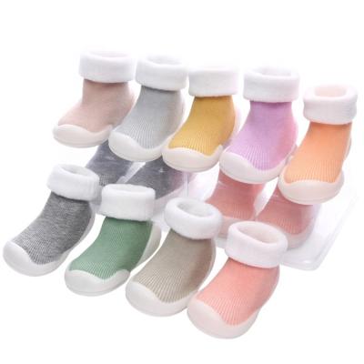 China Silicone Fleece Eco - Friendly Silicone Soft Anti Slip Sole Baby Shoes for sale