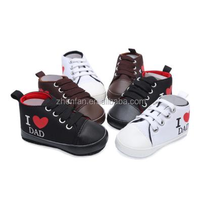 China Cotton Fabric I Love Dad&mum Pattern Canvas Toddler Wholesale Baby Shoes for sale