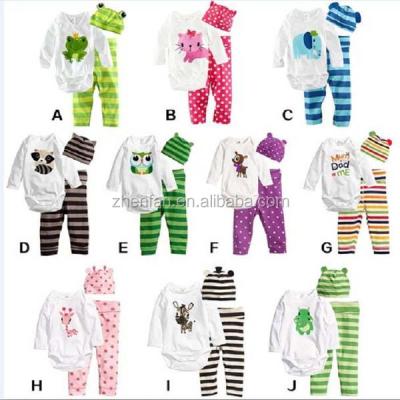 China 2016 Fall 3 Pcs Long Sleeve / Lot Pattern Baby Animal Clothing With Hat for sale