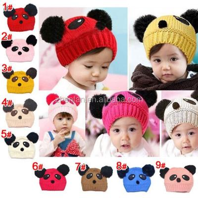 China Image Cartoon Lovely Panda Handmade Crochet Baby Hat for sale