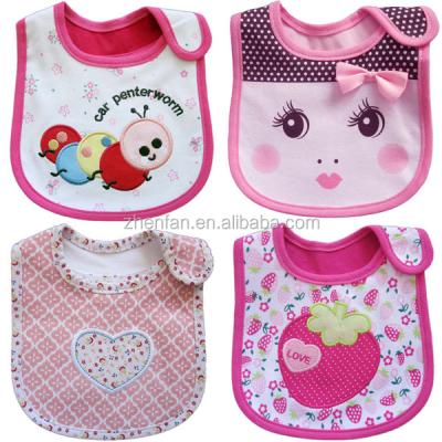 China Cheap Antibacterial 200 Designs For Choice 100%cotton 3 Layers Waterproof Embroidered Baby Bibs for sale