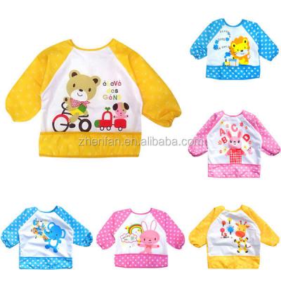 China Cartoon Disposable Lovely Pattern Baby Waterproof Bib With Long Sleeves for sale