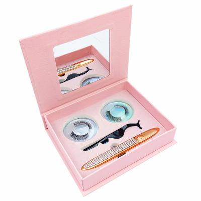 China Reusable Natural False Mink Lash Kit Box Long New Private Label 2021 Good Quality Natural Long 2 Pairs Eyelash Kit Packaging for sale