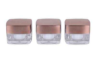 China Od 35mm Luxury 5ml Cosmetic Cream Jars Acrylic Gold Square for sale