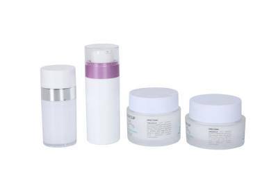 China Cylindrical Airless Lotion Bottles of 30/50ml Capacity And 50g Acrylic Cream Jar Family Cosmetic Set For Daily Skin Care for sale