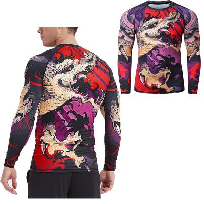 China Compression Sublimation Long Sleeve UPF 50+ Baselayer Performance Compression Shirt Jiu Jitsu Rashguard Men Shirt for sale