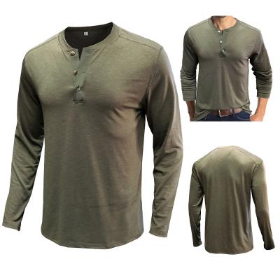 China Custom Made Men's Long Sleeve Waffle Outdoor Henley Shirt Wholesale Lightweight Beefy Slim Fit QUICK DRY for sale